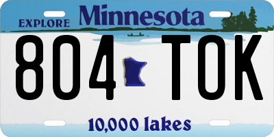 MN license plate 804TOK