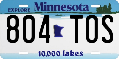 MN license plate 804TOS