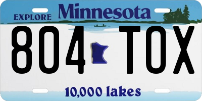 MN license plate 804TOX