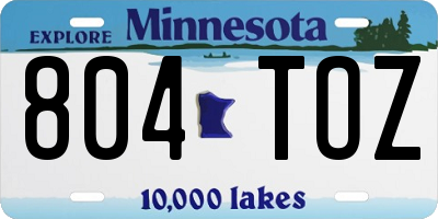 MN license plate 804TOZ