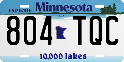 MN license plate 804TQC