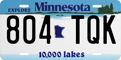 MN license plate 804TQK