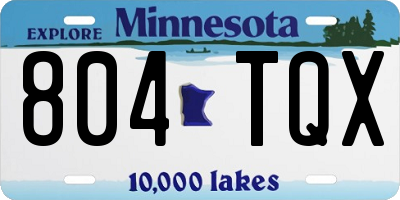 MN license plate 804TQX