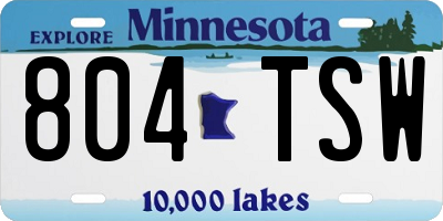 MN license plate 804TSW