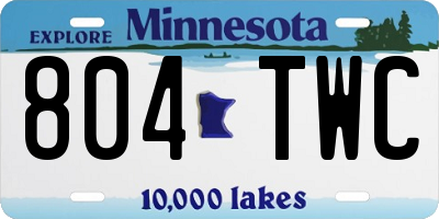 MN license plate 804TWC