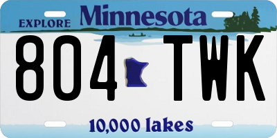 MN license plate 804TWK