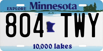 MN license plate 804TWY