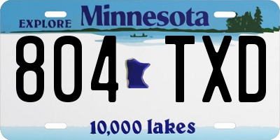 MN license plate 804TXD