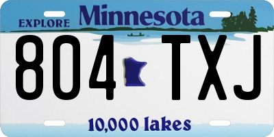 MN license plate 804TXJ