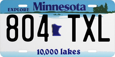 MN license plate 804TXL