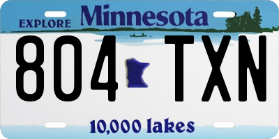 MN license plate 804TXN