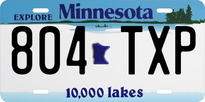 MN license plate 804TXP