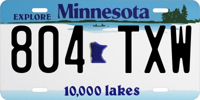 MN license plate 804TXW