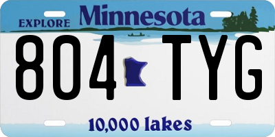 MN license plate 804TYG