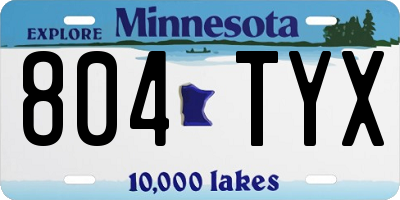 MN license plate 804TYX