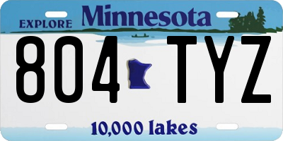 MN license plate 804TYZ