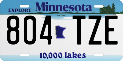 MN license plate 804TZE