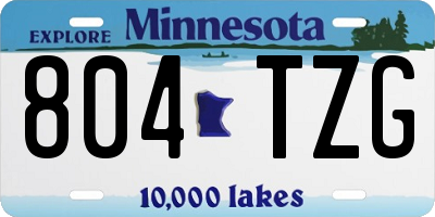 MN license plate 804TZG