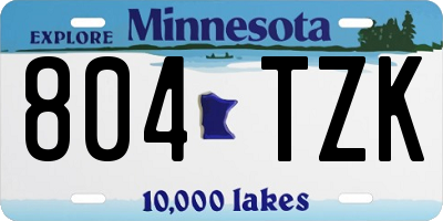 MN license plate 804TZK