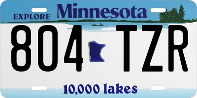 MN license plate 804TZR