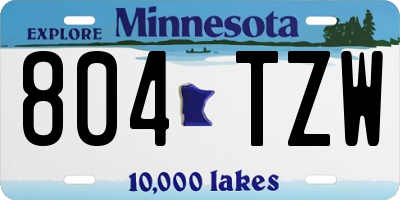 MN license plate 804TZW