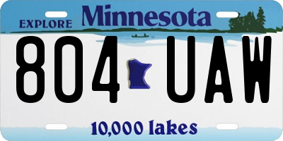 MN license plate 804UAW