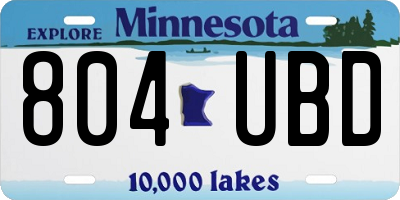 MN license plate 804UBD