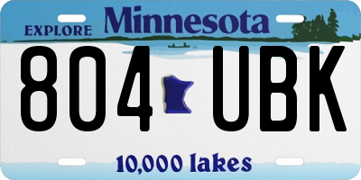 MN license plate 804UBK