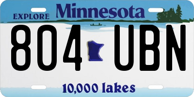 MN license plate 804UBN