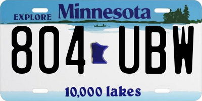 MN license plate 804UBW