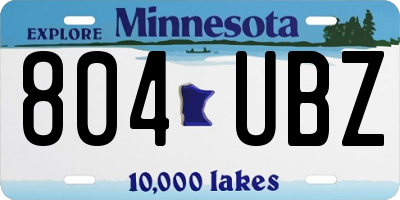 MN license plate 804UBZ