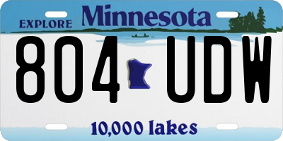 MN license plate 804UDW