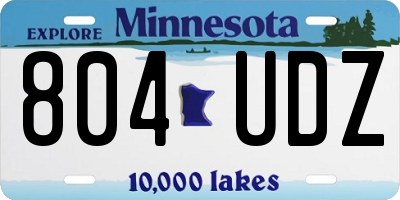 MN license plate 804UDZ