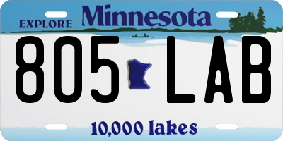 MN license plate 805LAB