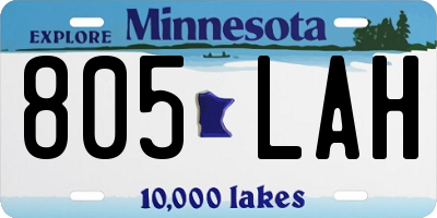 MN license plate 805LAH