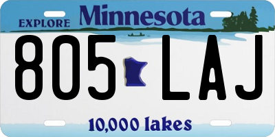 MN license plate 805LAJ