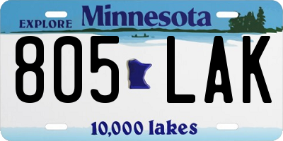 MN license plate 805LAK