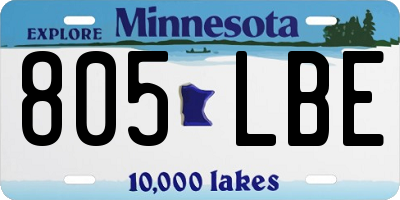 MN license plate 805LBE