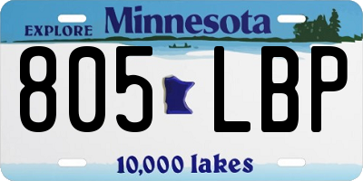 MN license plate 805LBP