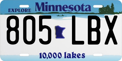 MN license plate 805LBX