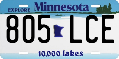 MN license plate 805LCE