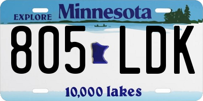 MN license plate 805LDK