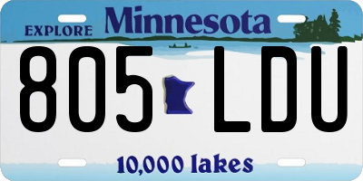 MN license plate 805LDU