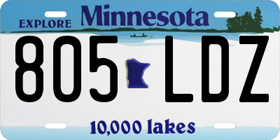 MN license plate 805LDZ
