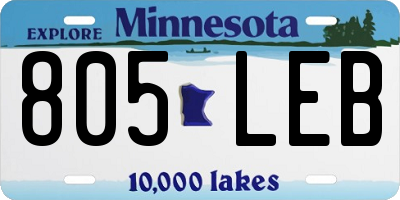 MN license plate 805LEB