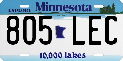 MN license plate 805LEC