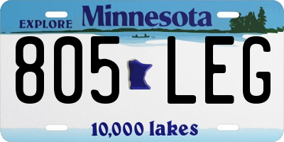 MN license plate 805LEG