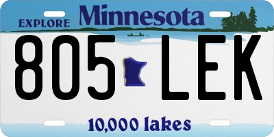 MN license plate 805LEK