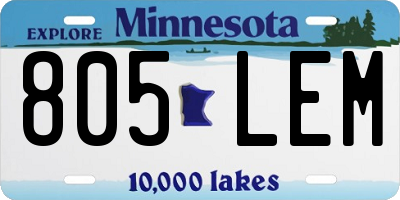 MN license plate 805LEM