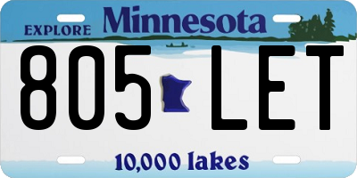 MN license plate 805LET